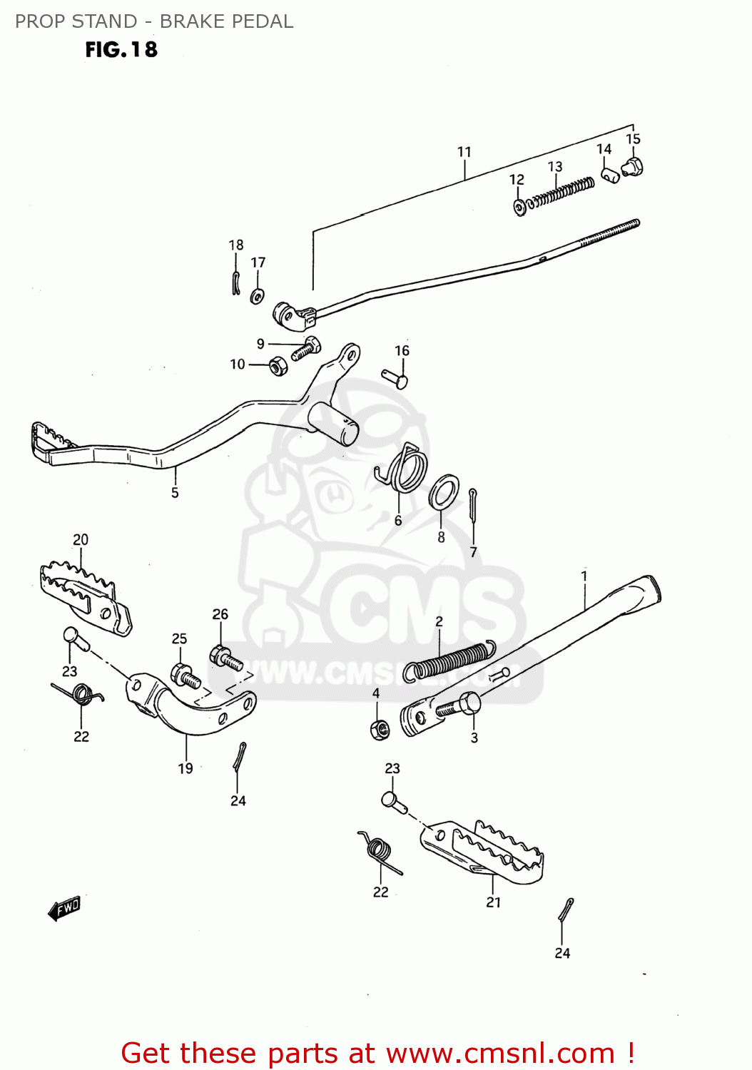 PROP STAND - BRAKE PEDAL DS80 1989 (K) USA (E03)