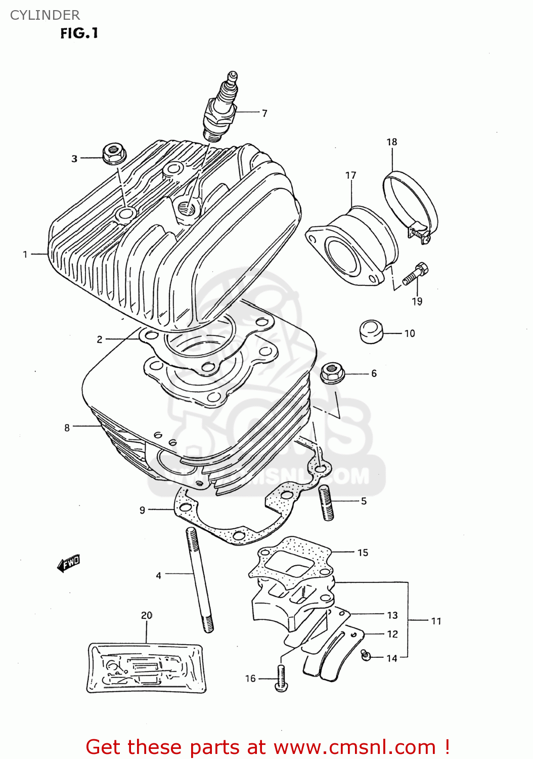 Suzuki DS80 1995 (S) USA (E03) CYLINDER - buy original CYLINDER spares