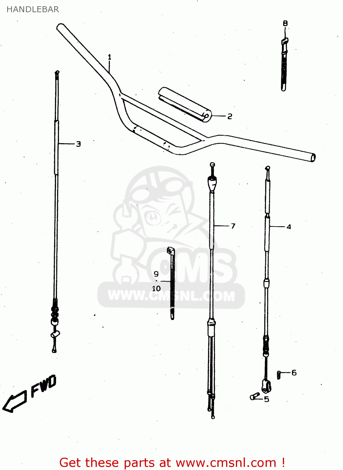 HANDLEBAR DS80 1996 (T) USA CANADA (E03 E28)