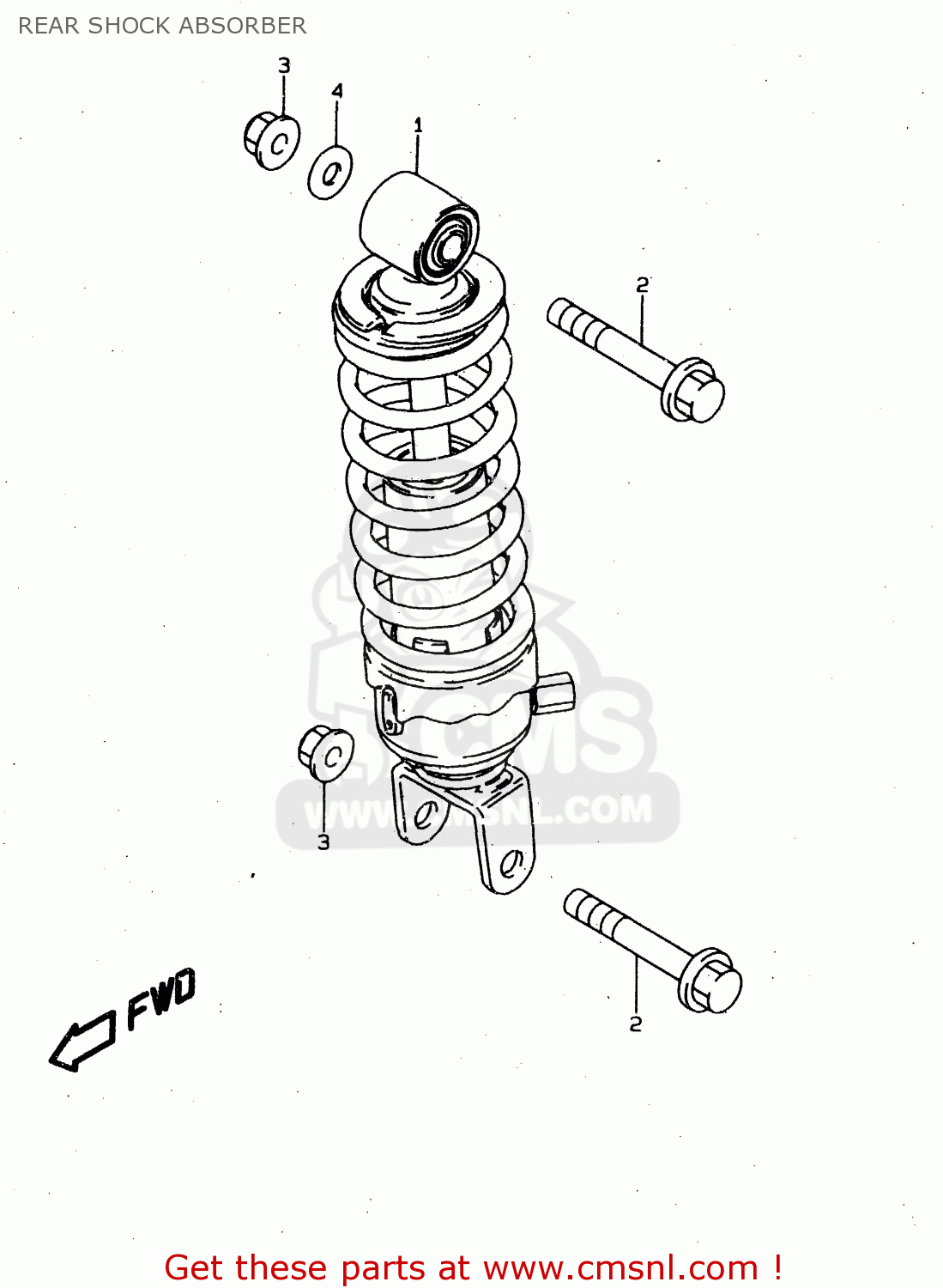 REAR SHOCK ABSORBER DS80 1996 (T) USA CANADA (E03 E28)