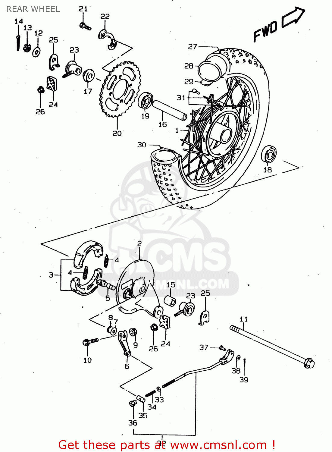 REAR WHEEL DS80 1996 (T) USA CANADA (E03 E28)