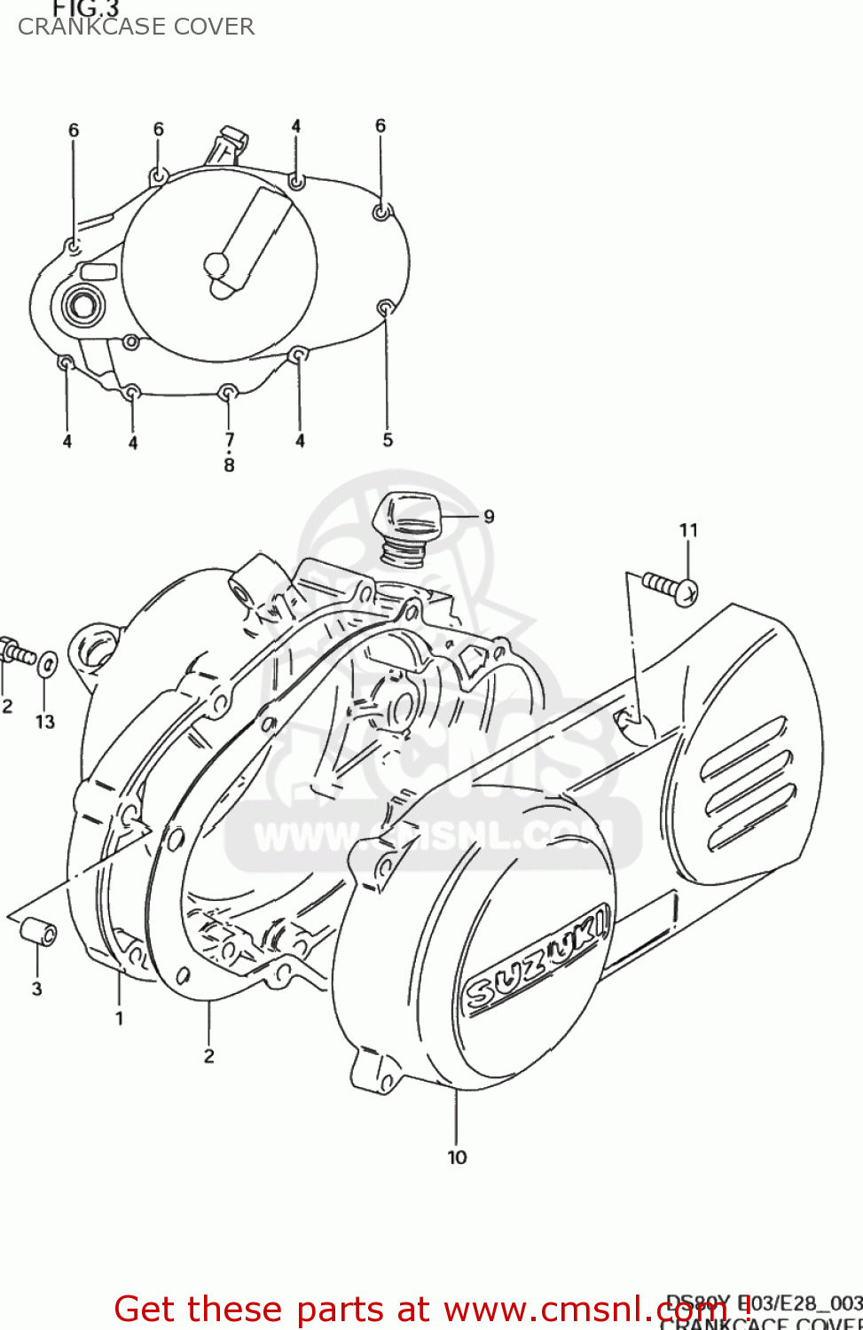 CRANKCASE COVER DS80 1996 (T) USA (E03)