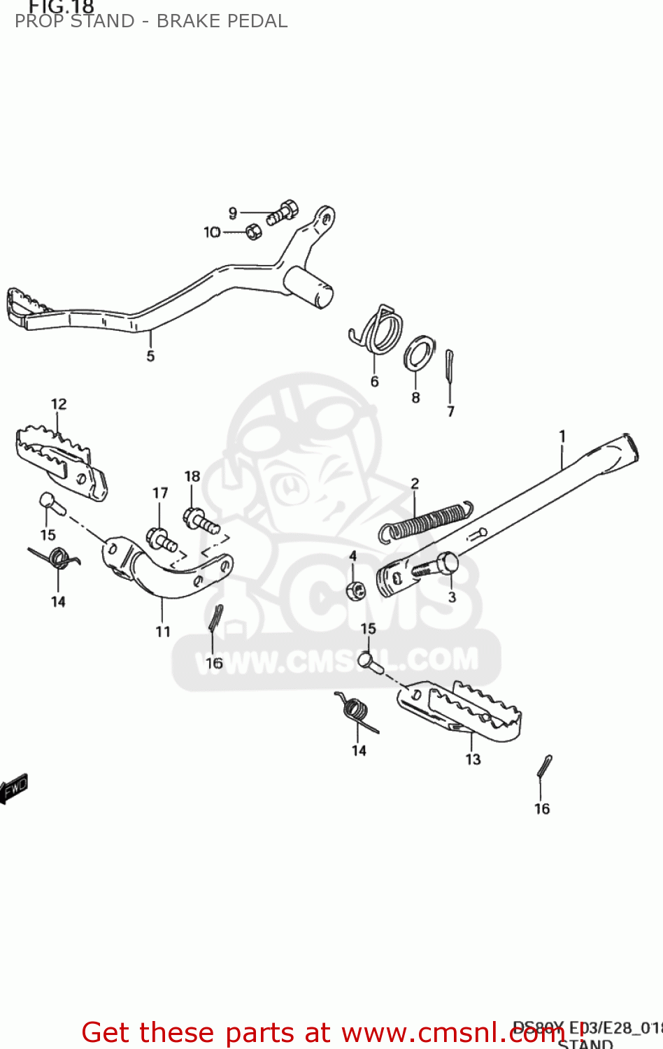 PROP STAND - BRAKE PEDAL DS80 1996 (T) USA (E03)