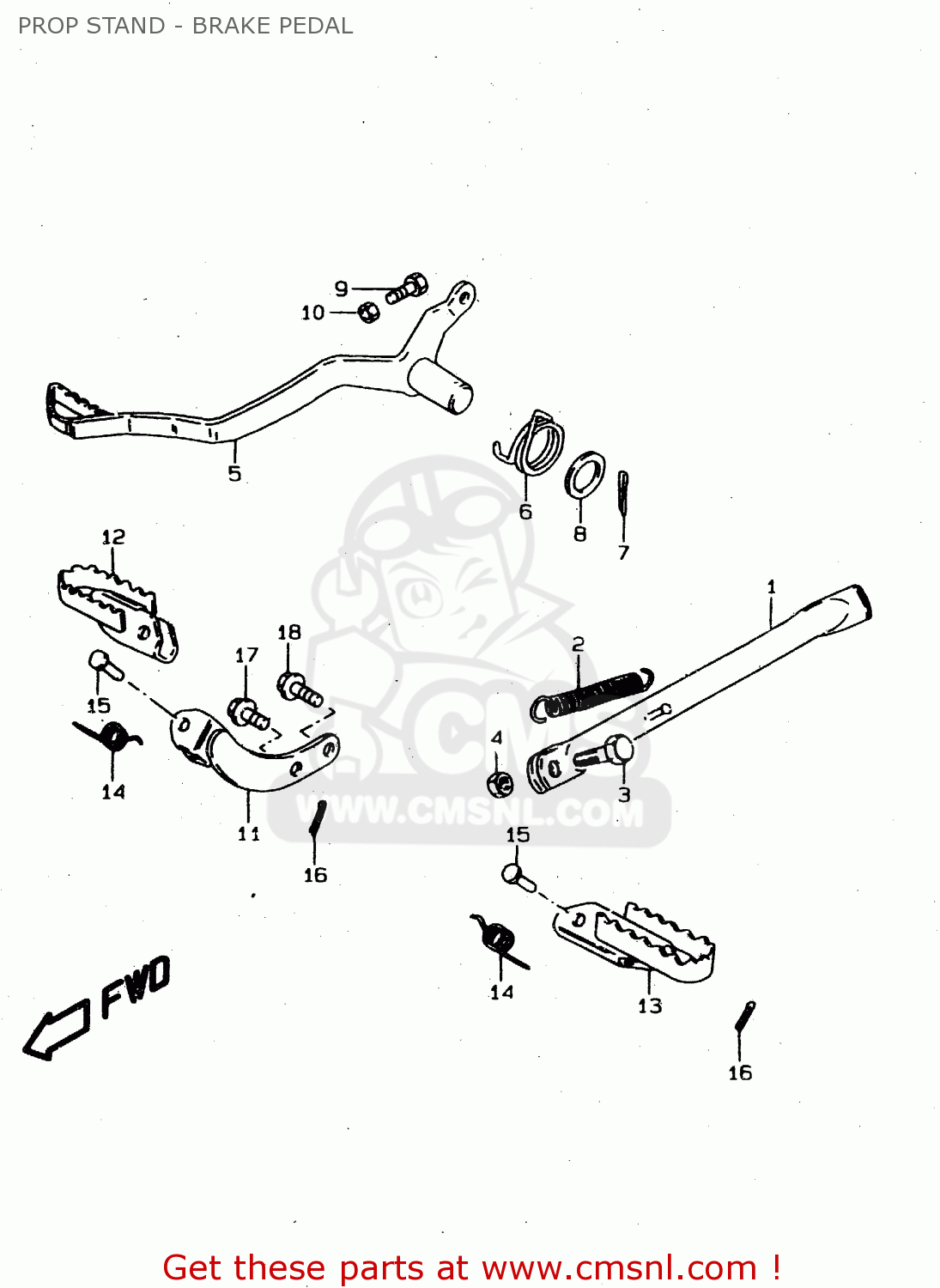 PROP STAND - BRAKE PEDAL DS80 1998 (W) USA CANADA (E03 E28)