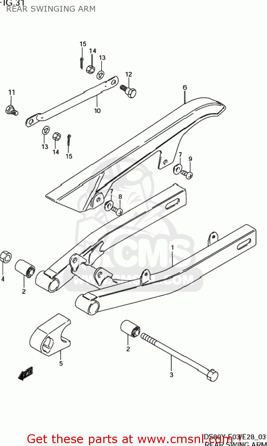 REAR SWINGING ARM DS80 1999 (X) USA (E03)