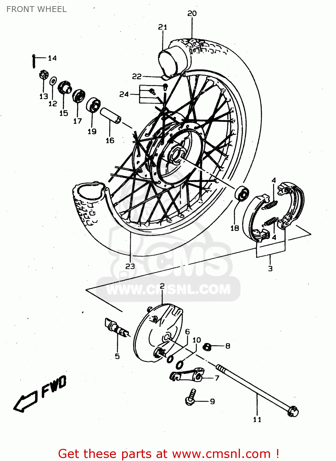 FRONT WHEEL DS80 2000 (Y) USA CANADA (E03 E28)