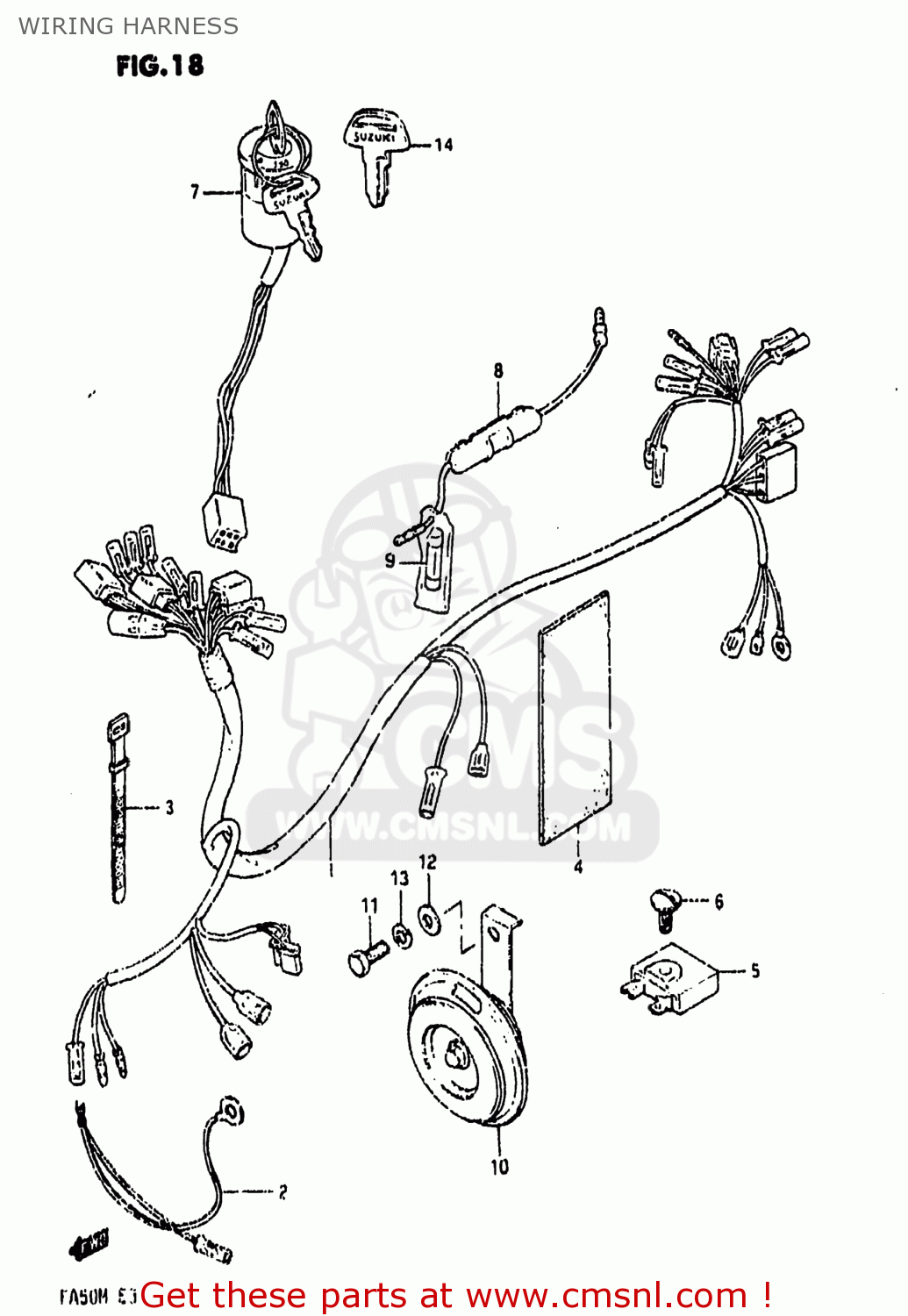 Suzuki FA50 1982 (Z) USA (E03) WIRING HARNESS - buy original WIRING HARNESS spares online