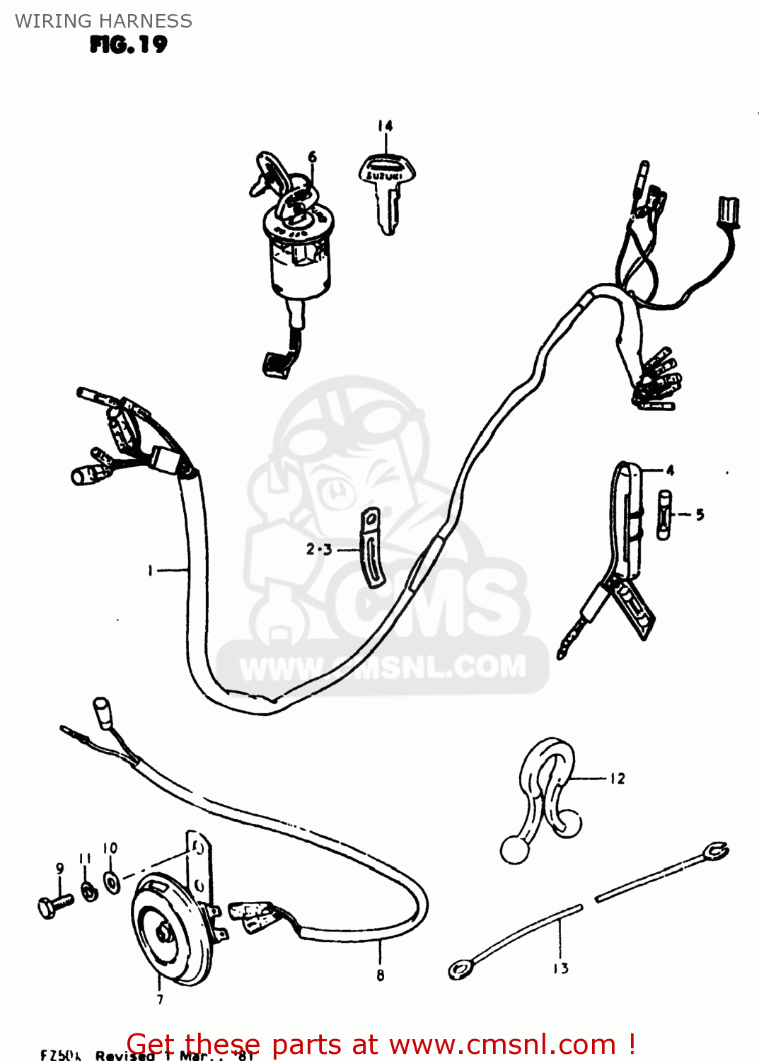 Suzuki FZ50 1980 (T) USA (E03) WIRING HARNESS - buy original WIRING ...