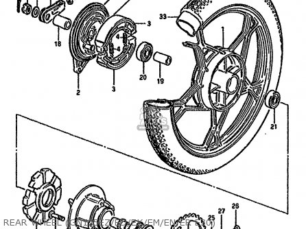 REAR WHEEL (GN125EZ/ED/EK/EM/EN/ER E30) - GN125 1982 (Z) (E01 E02 E04 E18 E30)