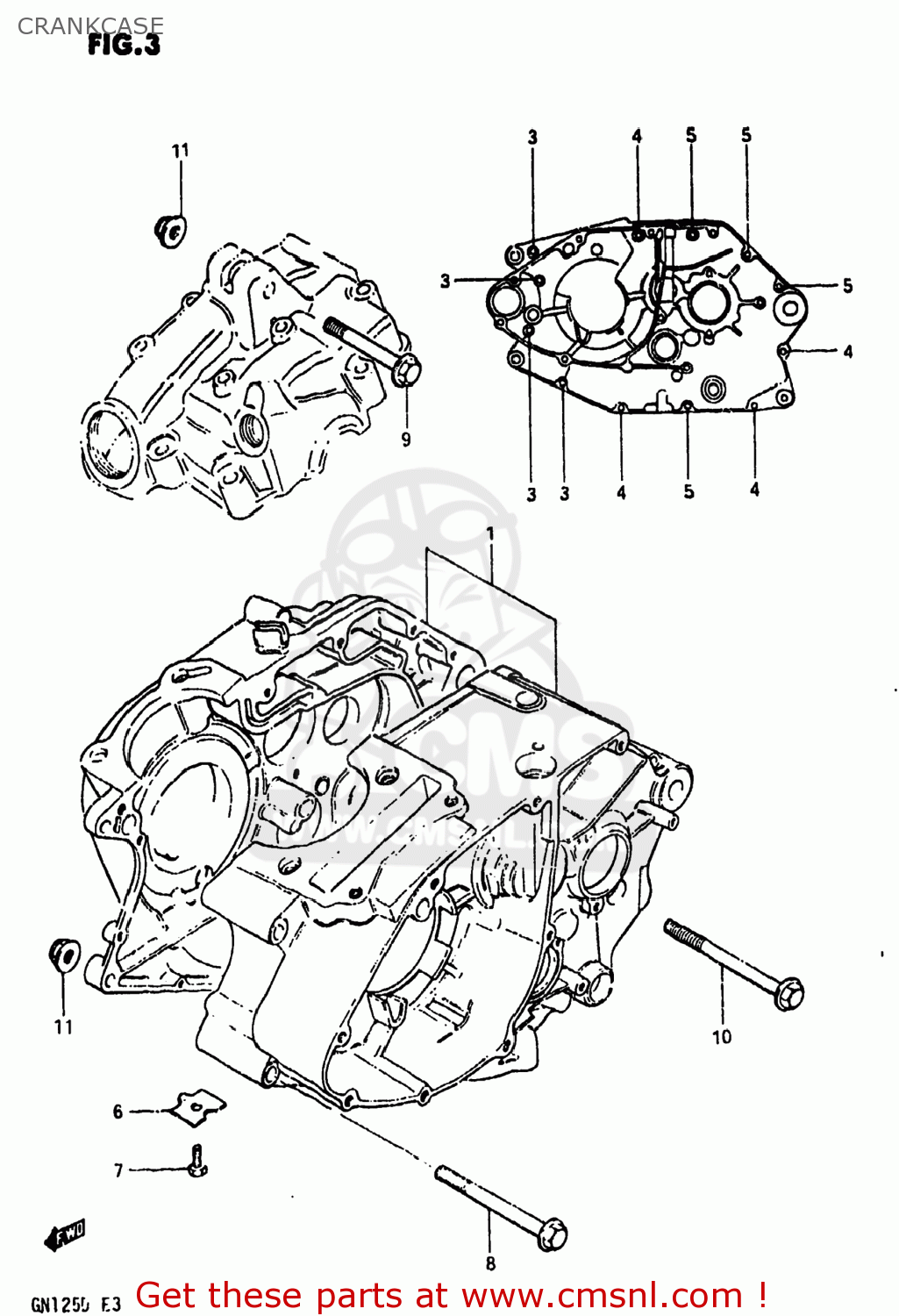 Suzuki GN125 1982 (Z) USA (E03) CRANKCASE - buy original CRANKCASE ...