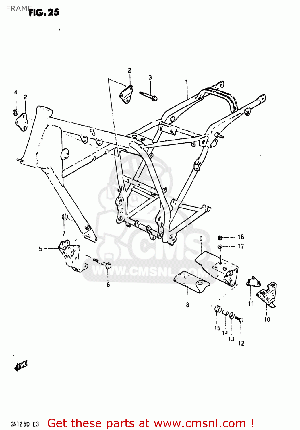 Suzuki GN125 1982 (Z) USA (E03) FRAME - buy original FRAME spares online