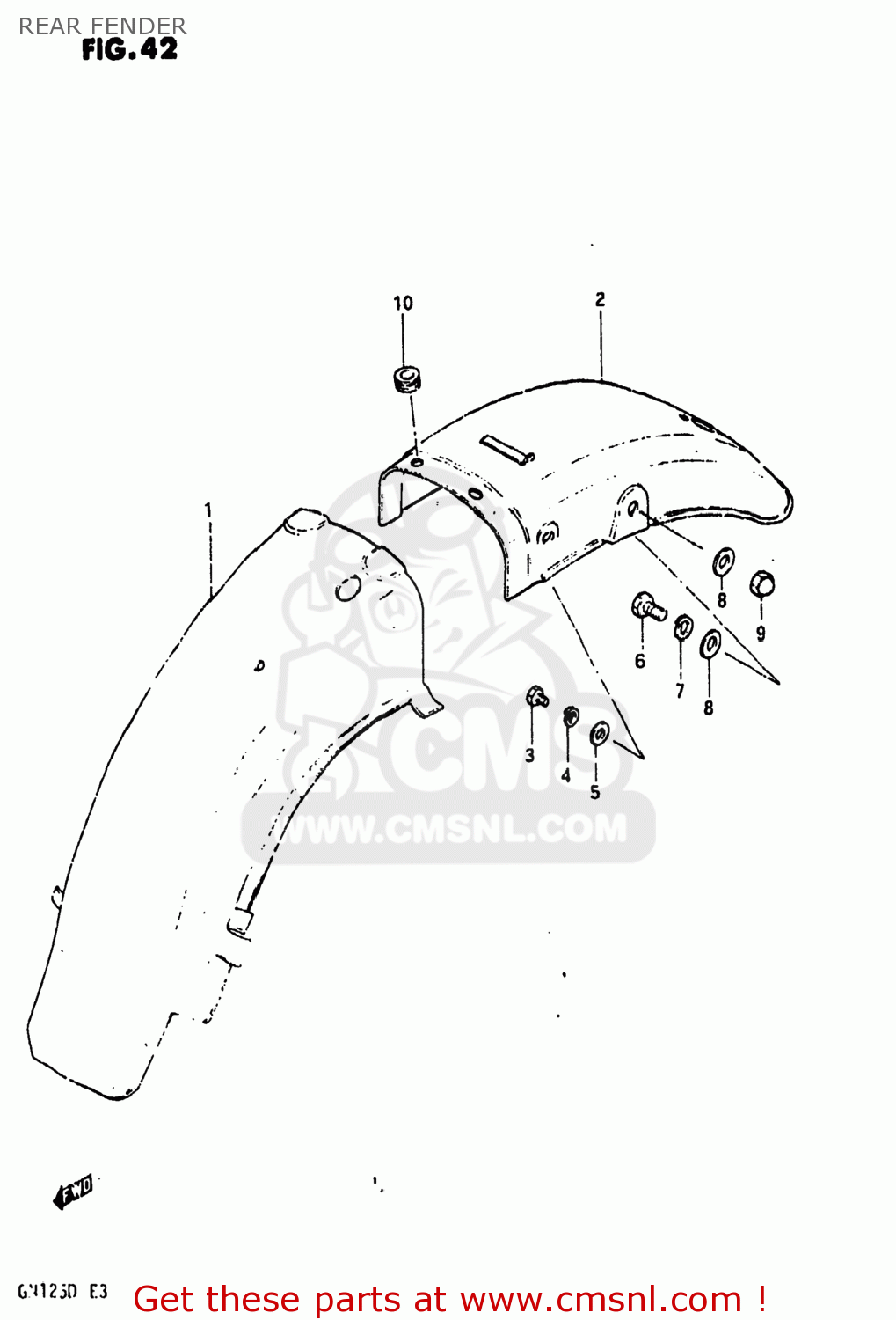 Suzuki GN125 1982 (Z) USA (E03) REAR FENDER - buy original REAR FENDER ...