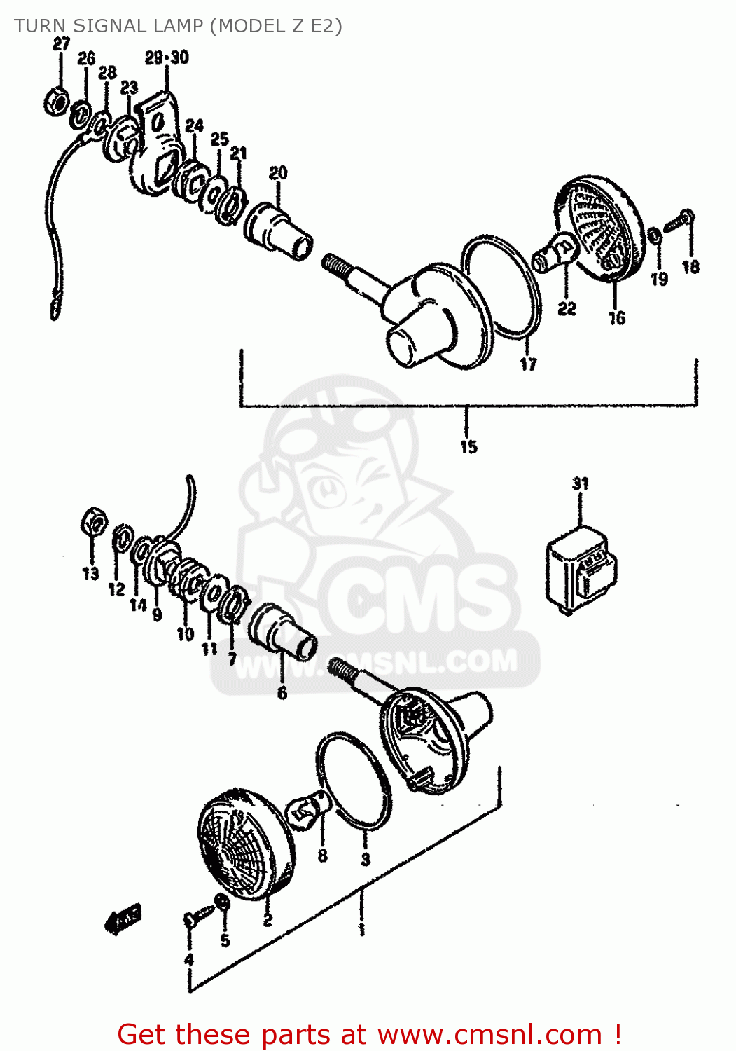 TURN SIGNAL LAMP (MODEL Z E2) GN125 1983 (D) (E01 E04 E18)