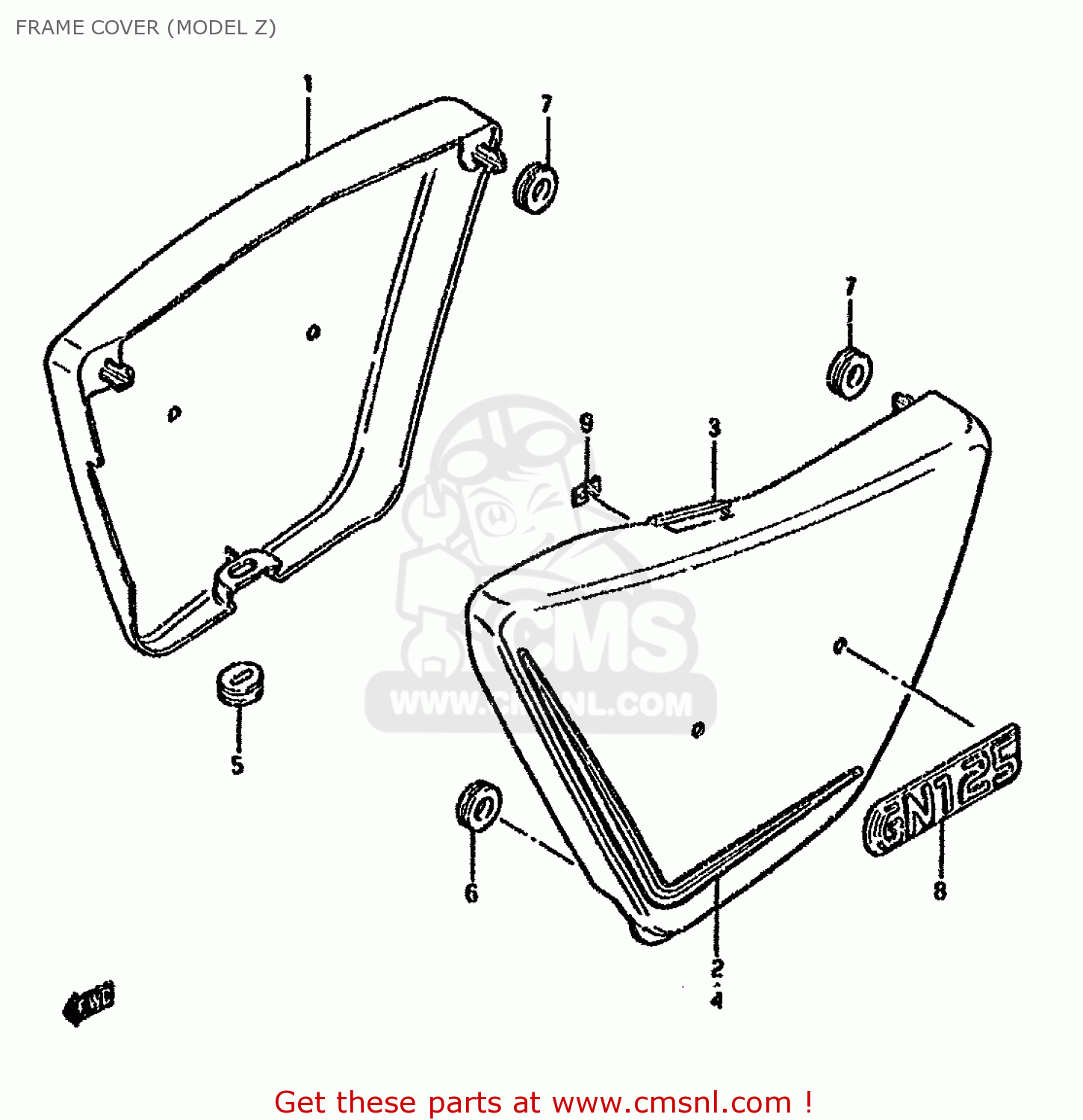 FRAME COVER (MODEL Z) GN125 1983 (D) (E01 E04 E18)