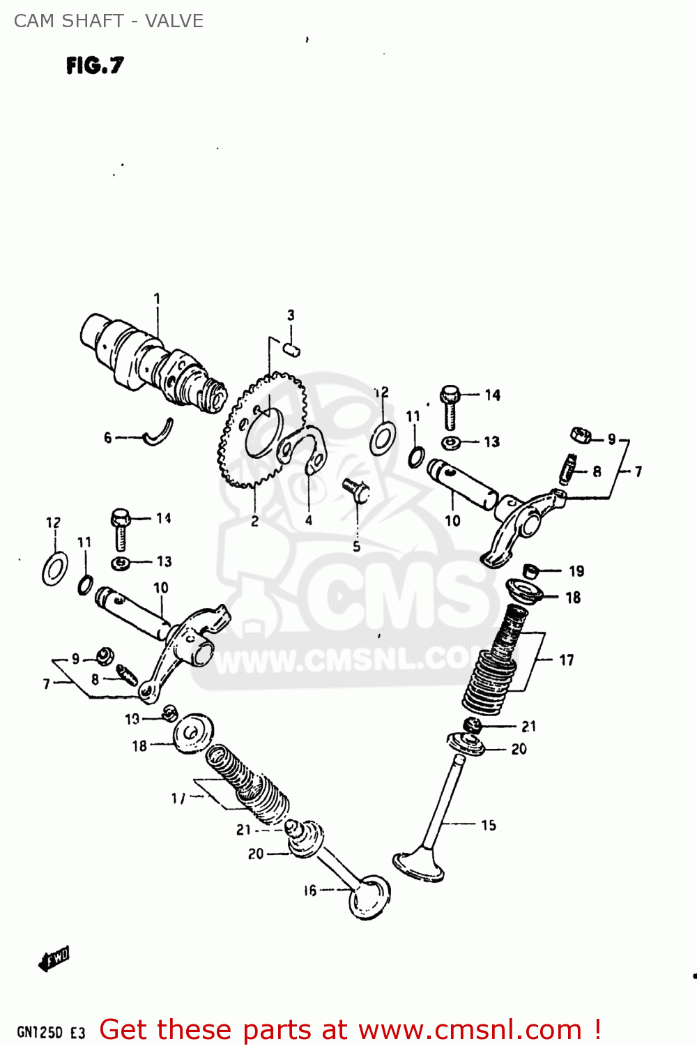 CAM SHAFT - VALVE GN125 1983 (D) USA (E03)