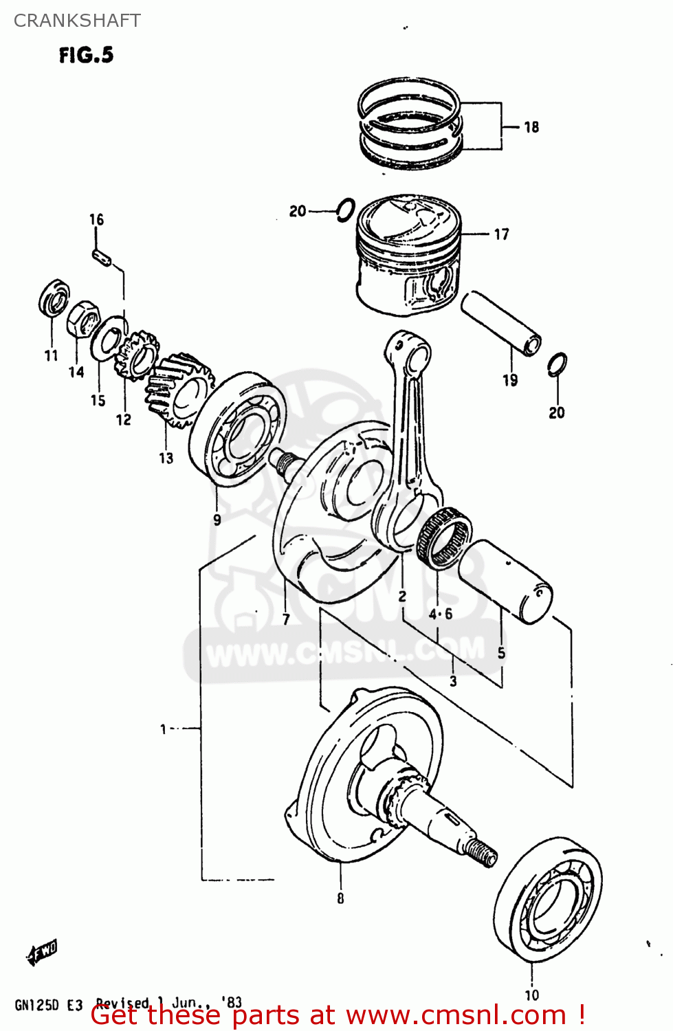 CRANKSHAFT GN125 1983 (D) USA (E03)