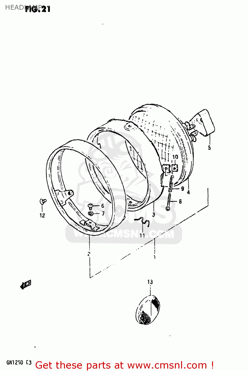 HEADLAMP GN125 1983 (D) USA (E03)