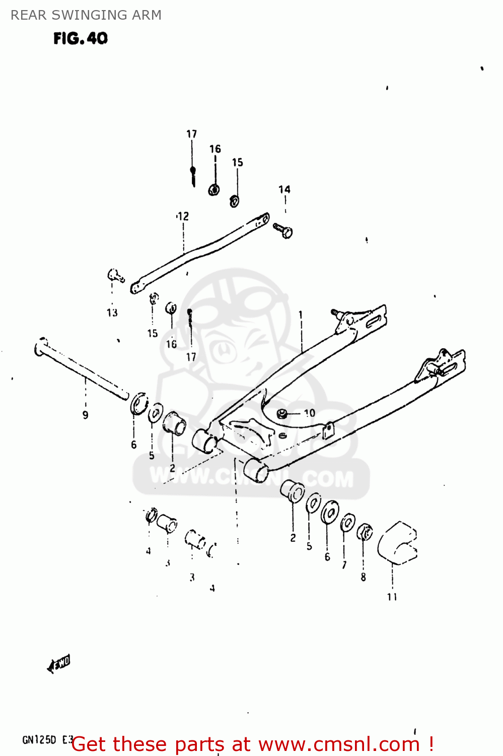 REAR SWINGING ARM GN125 1983 (D) USA (E03)