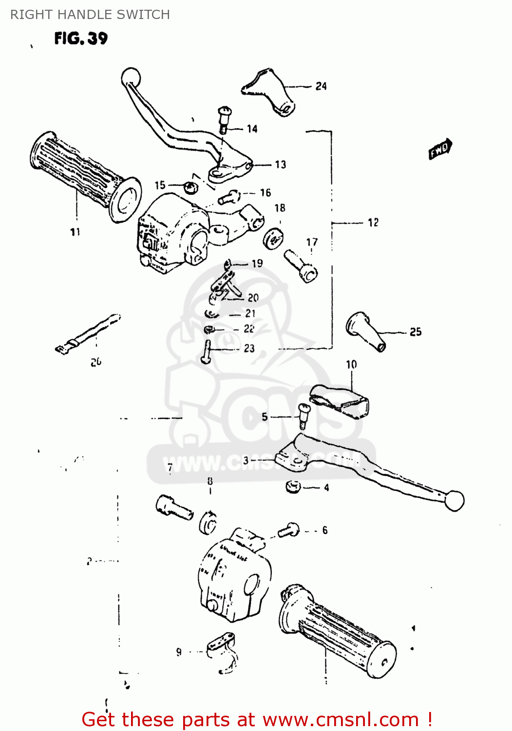 RIGHT HANDLE SWITCH GN125 1983 (D) USA (E03)