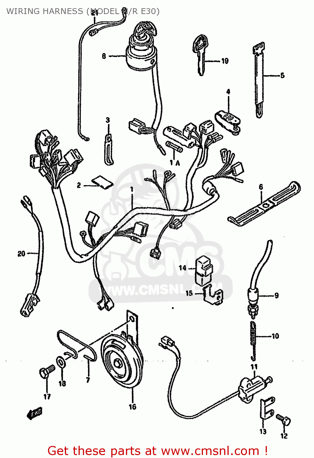 Suzuki Gn125 1989 (k) (e01 E04 E18) Wiring Harness (model N R E30 