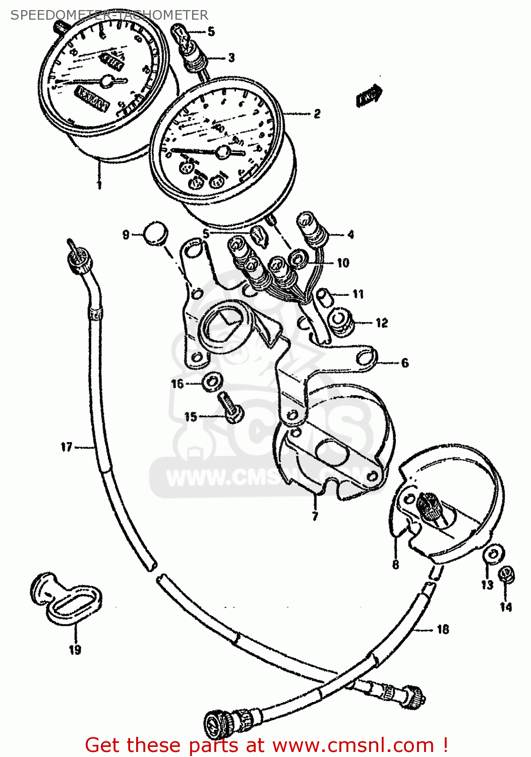 SPEEDOMETER-TACHOMETER GN125 1989 (K) (E01 E04 E18)