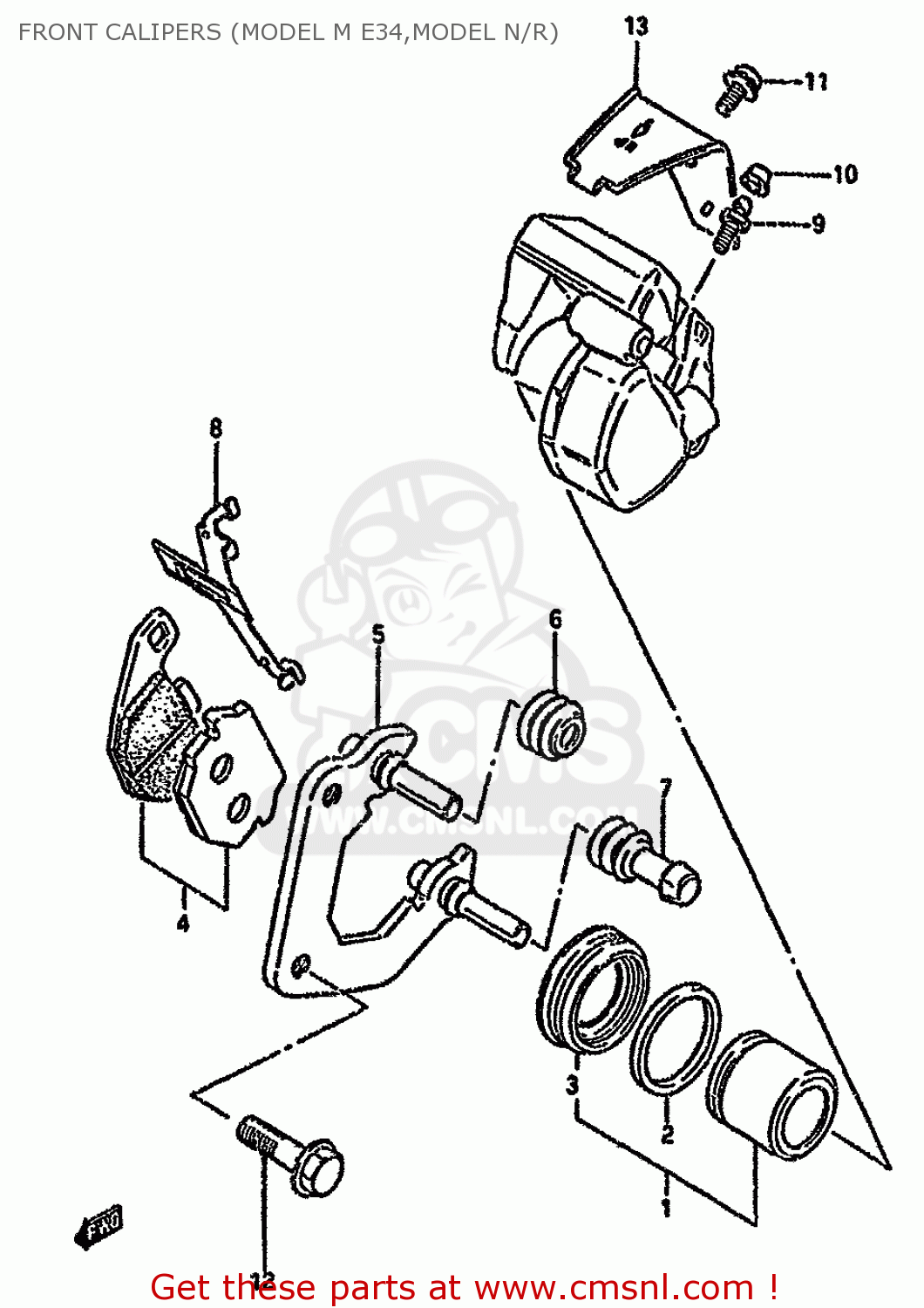 FRONT CALIPERS (MODEL M E34,MODEL N/R) GN125 1991 (M) (E01 E02 E04 E21 E34)