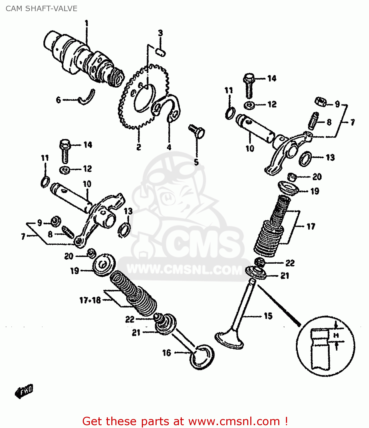 CAM SHAFT-VALVE GN125 1991 (M) (E01 E02 E04 E21 E34)
