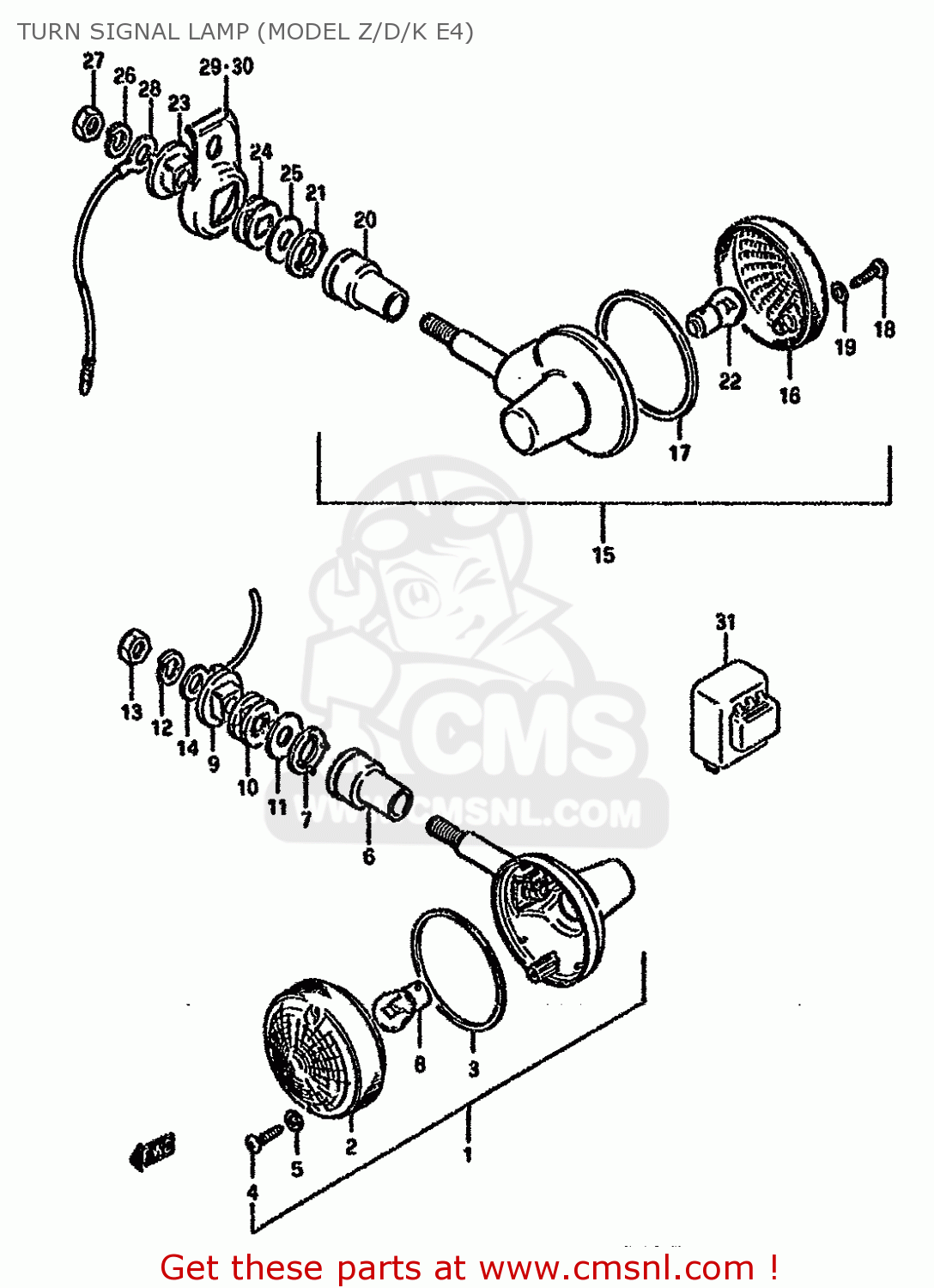 TURN SIGNAL LAMP (MODEL Z/D/K E4) GN125 1994 (R) (E01 E02 E04 E21 E34)