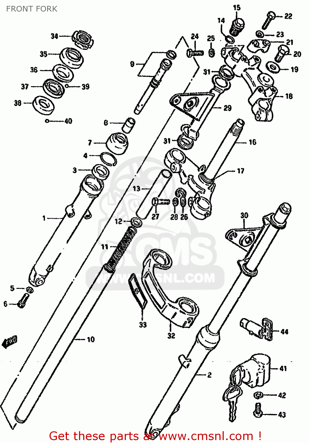 FRONT FORK GN125 1994 (R) (E01 E02 E04 E21 E34)