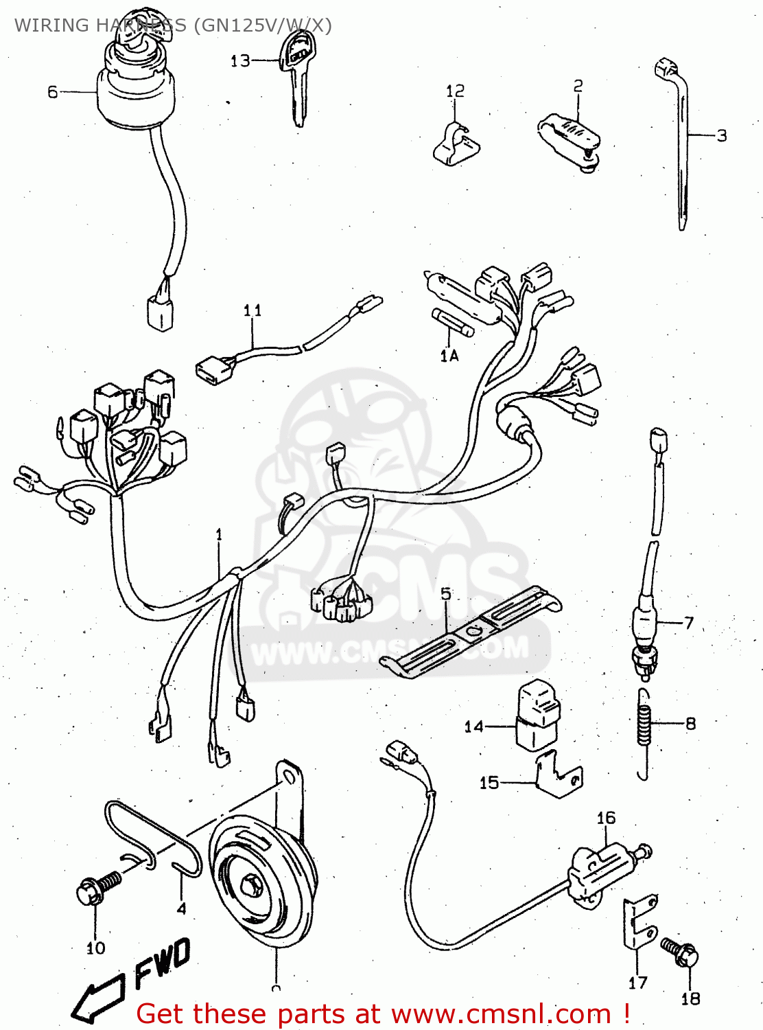 Suzuki GN125 1997 (V) (E01 E02 E04 E18 E21 E22) WIRING HARNESS 