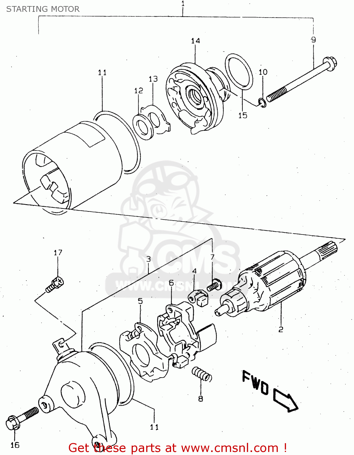 STARTING MOTOR GN125 1998 (W) (E02 E04 E18 E21 E22)