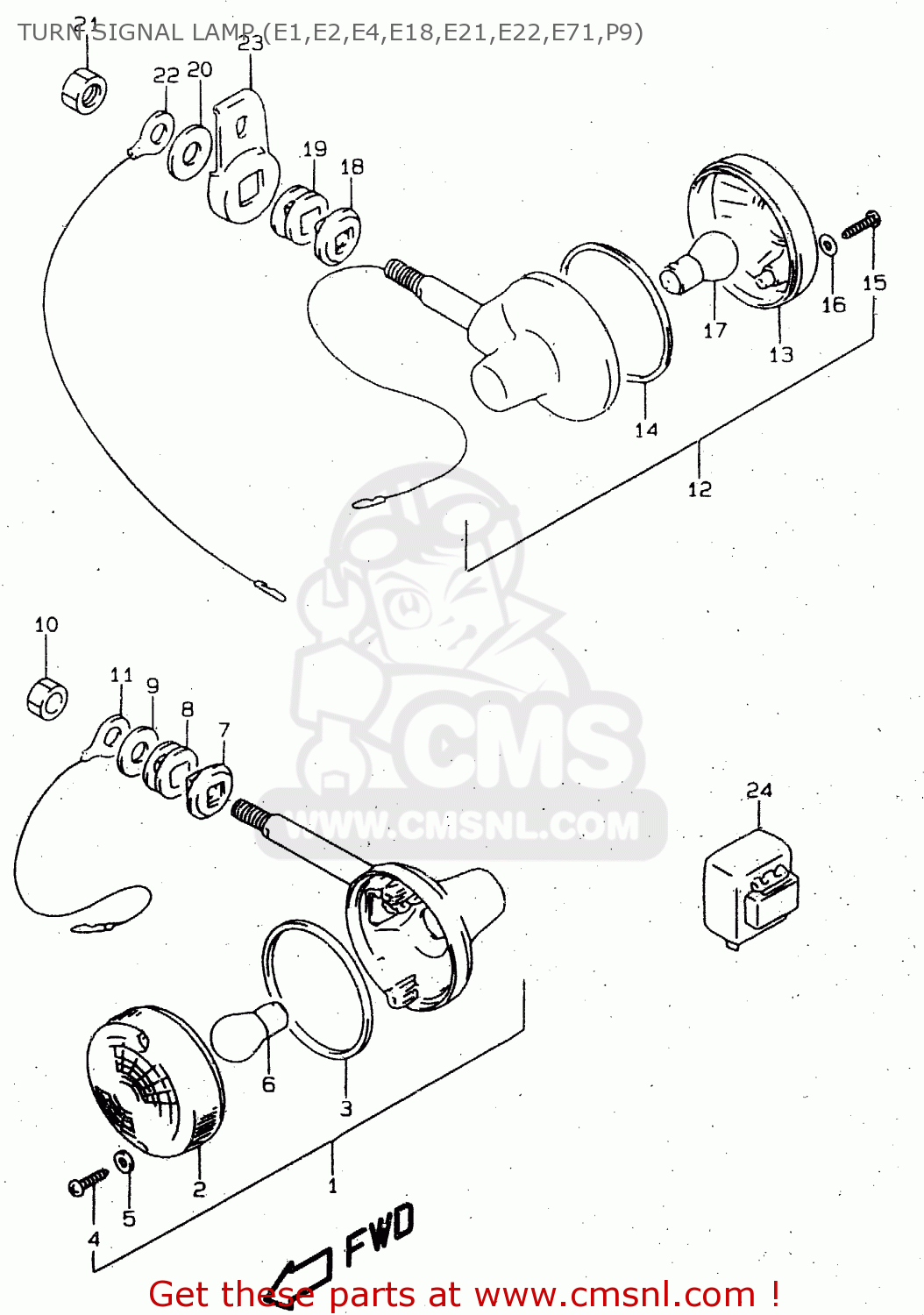 TURN SIGNAL LAMP (E1,E2,E4,E18,E21,E22,E71,P9) GN125 1998 (W) (E02 E04 E18 E21 E22)