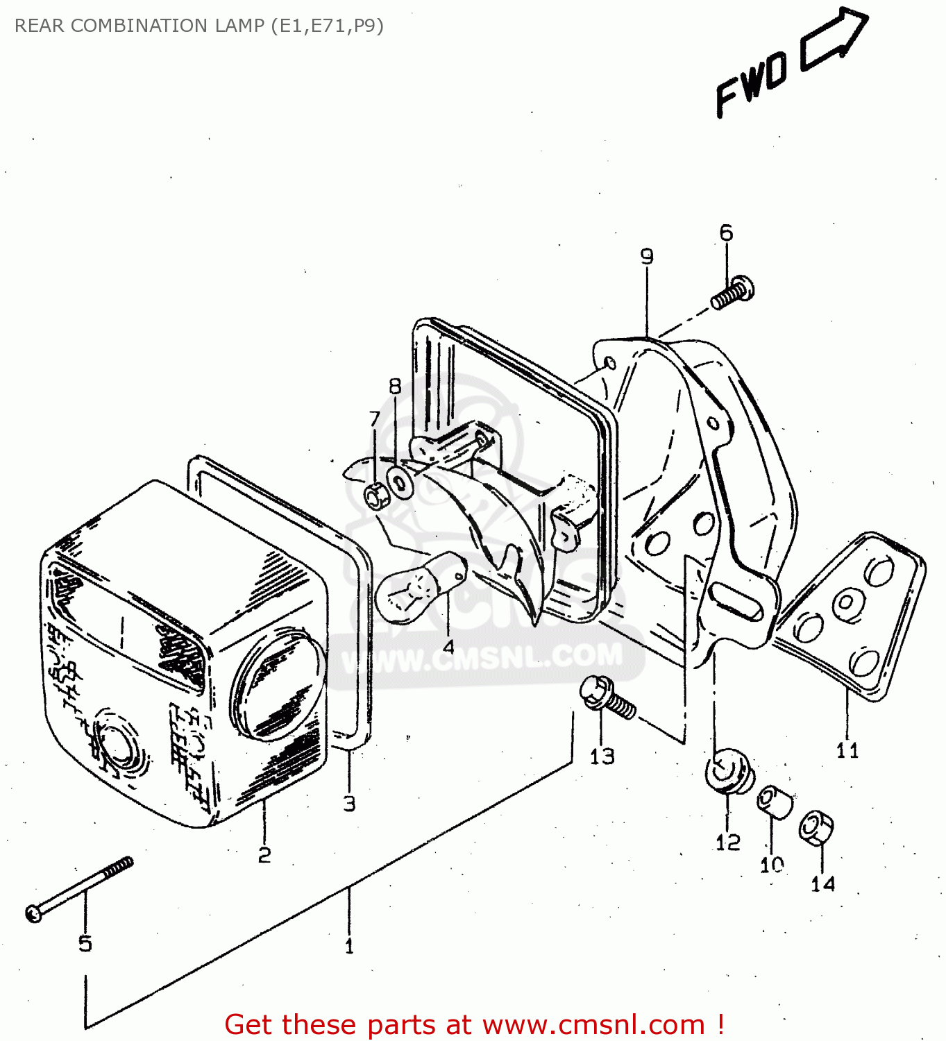 REAR COMBINATION LAMP (E1,E71,P9) GN125 1998 (W) (E02 E04 E18 E21 E22)
