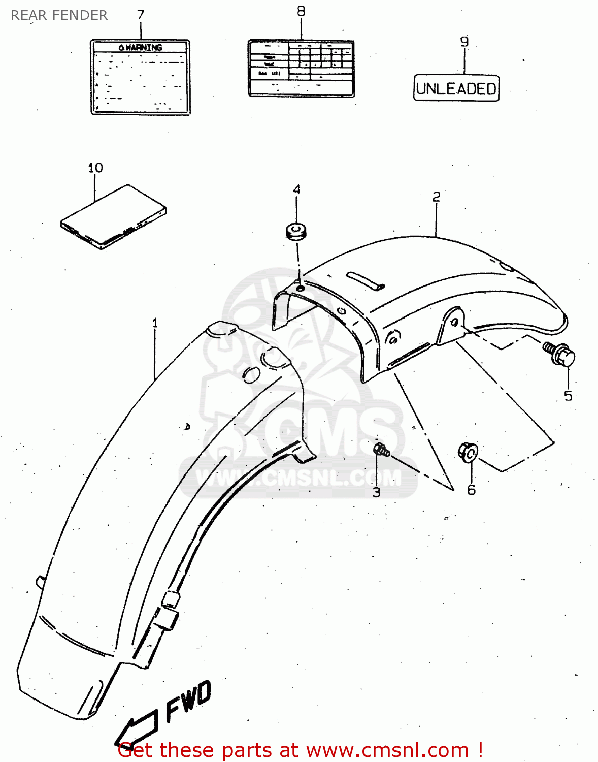 REAR FENDER GN125 1999 (X) (E02 E04 E18 E21 E22 E71) / P9