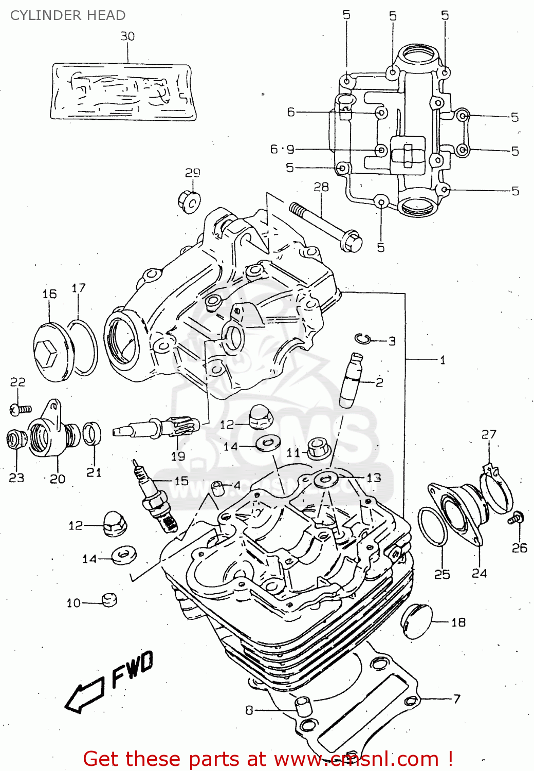 Suzuki GN125 1999 (X) (E02 E04 E18 E21 E22 E71) / P9 CYLINDER HEAD ...