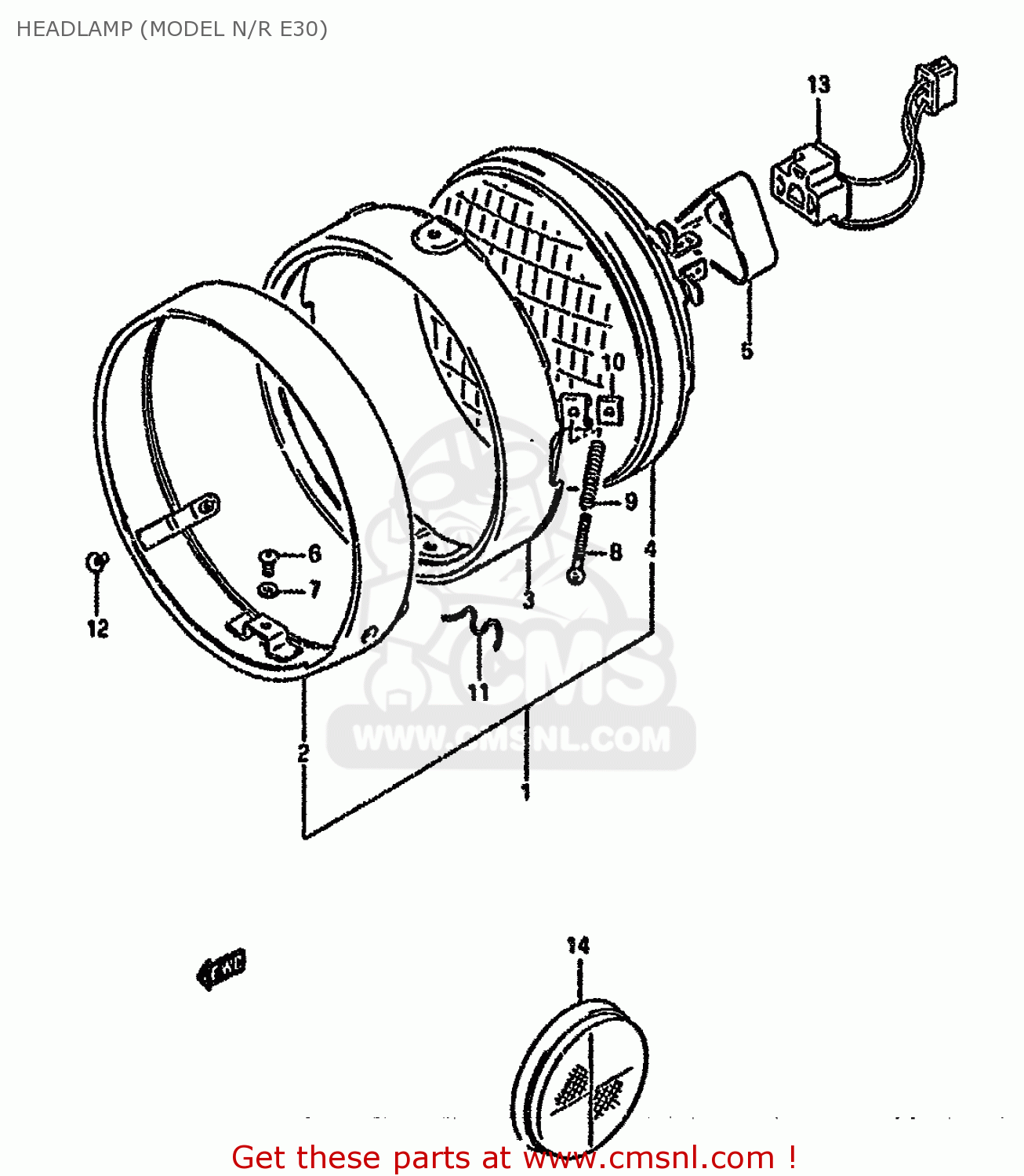 HEADLAMP (MODEL N/R E30) GN125E 1983 (D) SINGAPORE (E30)