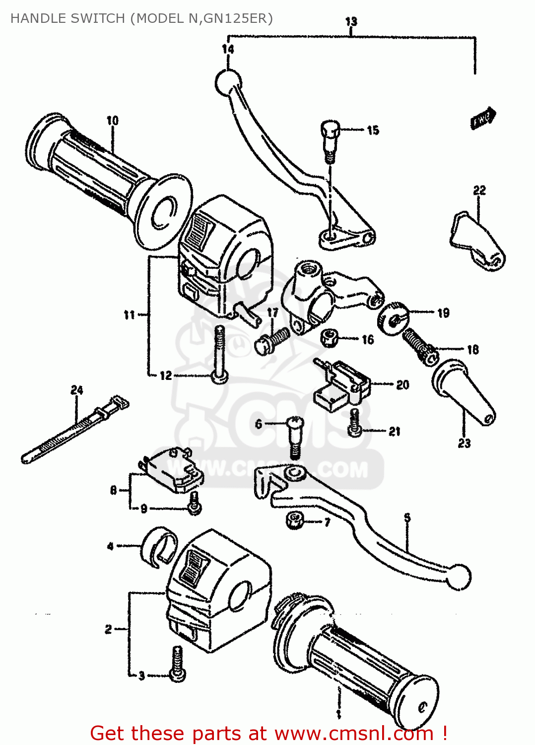 HANDLE SWITCH (MODEL N,GN125ER) GN125E 1983 (D) SINGAPORE (E30)