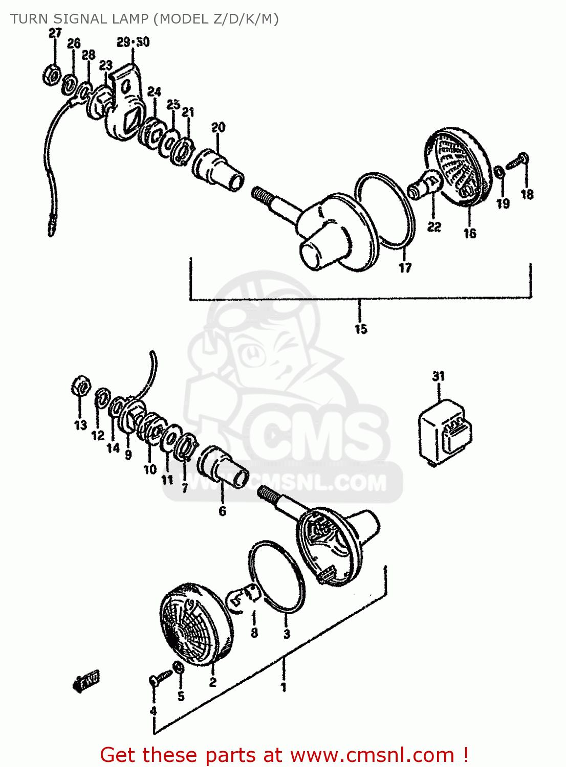 TURN SIGNAL LAMP (MODEL Z/D/K/M) GN125E 1989 (K) SINGAPORE (E30)