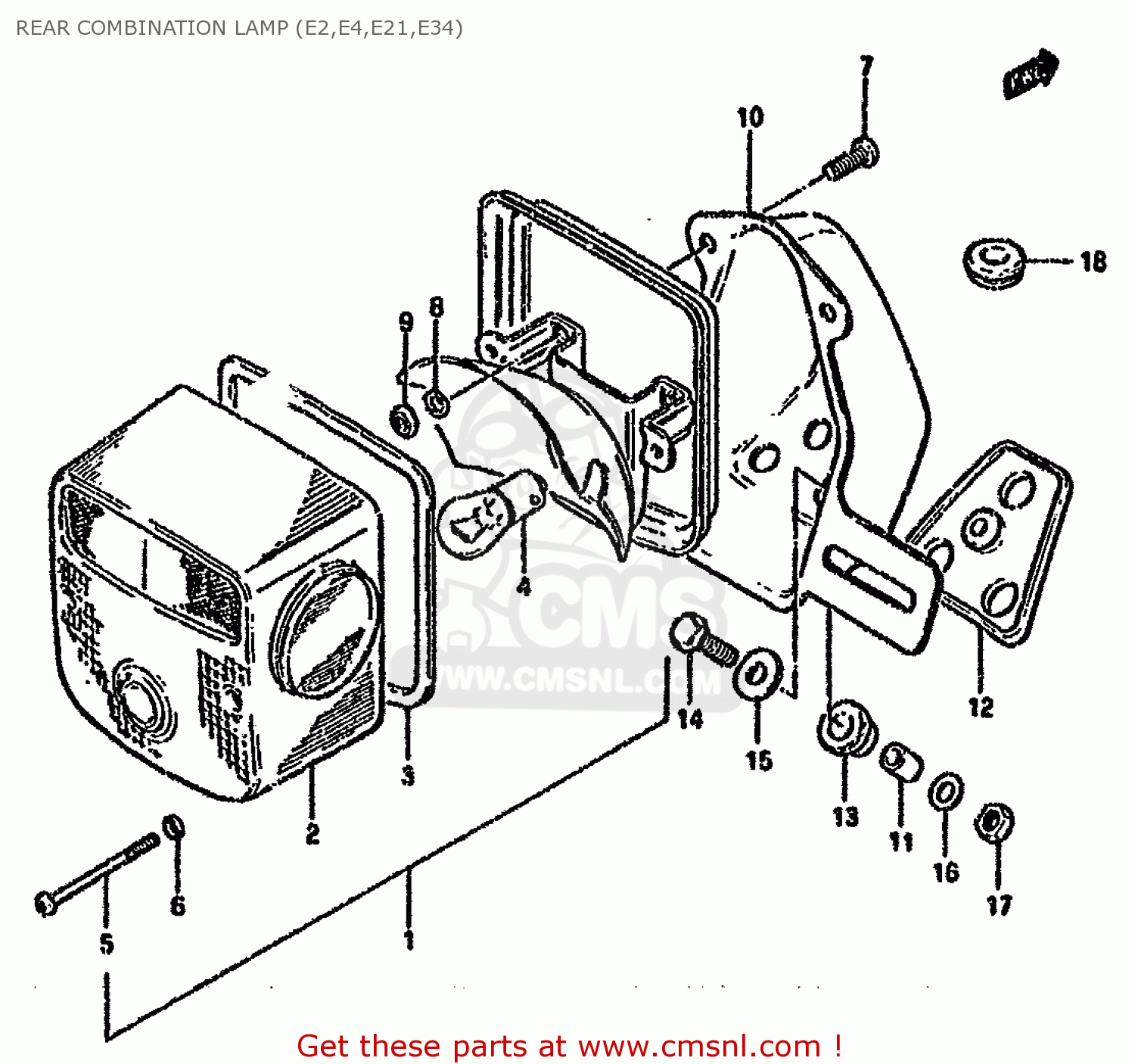 REAR COMBINATION LAMP (E2,E4,E21,E34) GN125E 1989 (K) SINGAPORE (E30)