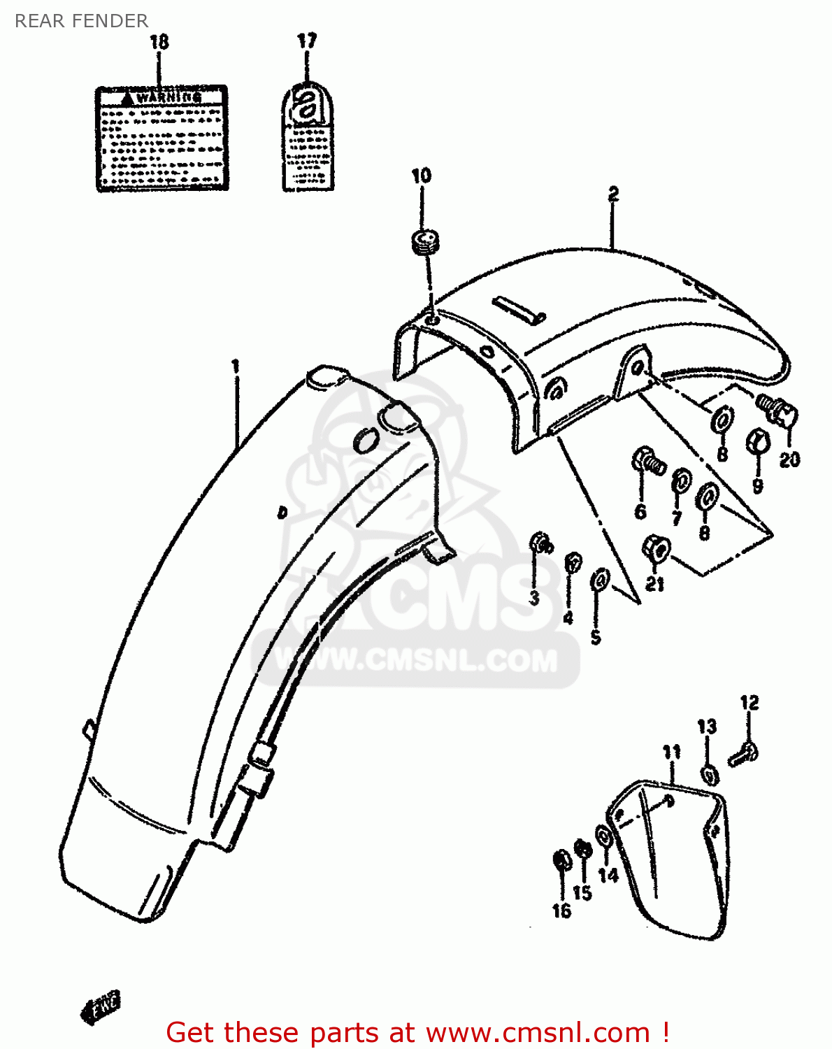 REAR FENDER GN125E 1989 (K) SINGAPORE (E30)