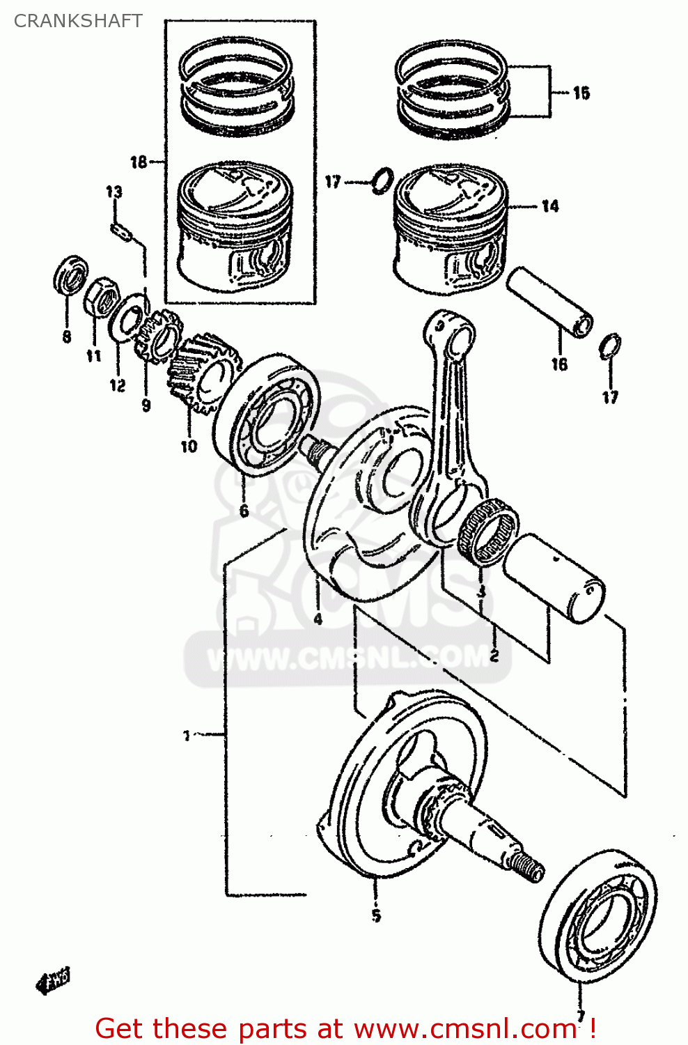 CRANKSHAFT GN125E 1989 (K) SINGAPORE (E30)