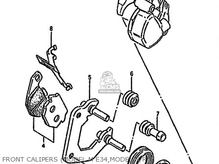 FRONT CALIPERS (MODEL M E34,MODEL N/R) - GN125E 1989 (K) SINGAPORE (E30)