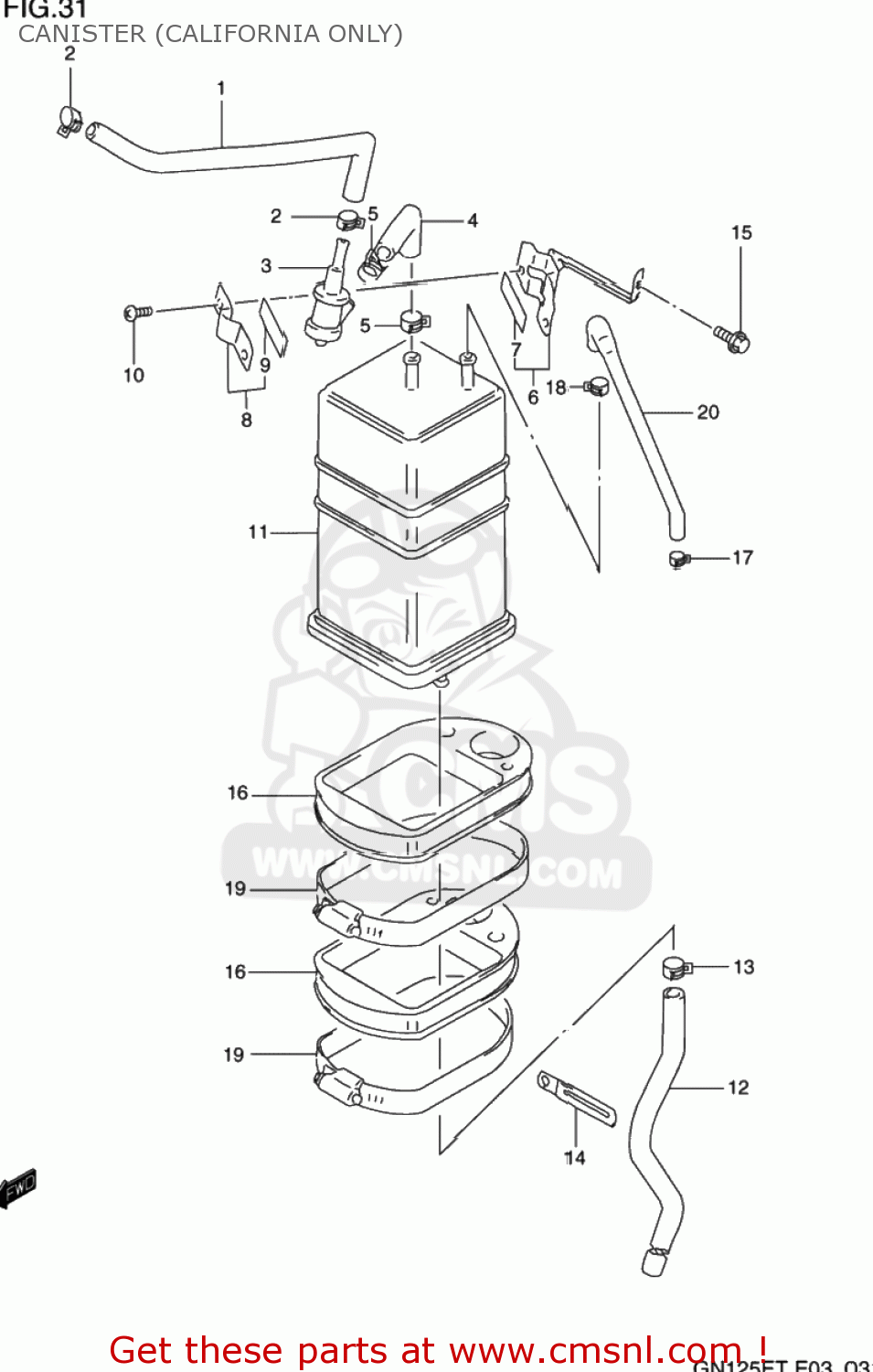 CANISTER (CALIFORNIA ONLY) GN125E 1991 (M) USA (E03)