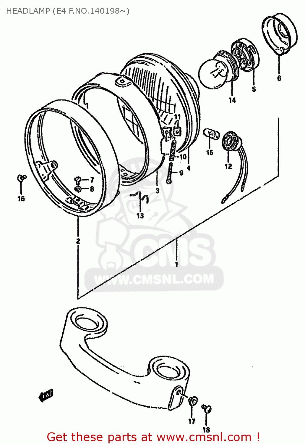 HEADLAMP (E4 F.NO.140198~) GN125E 1992 (N) SINGAPORE (E30)