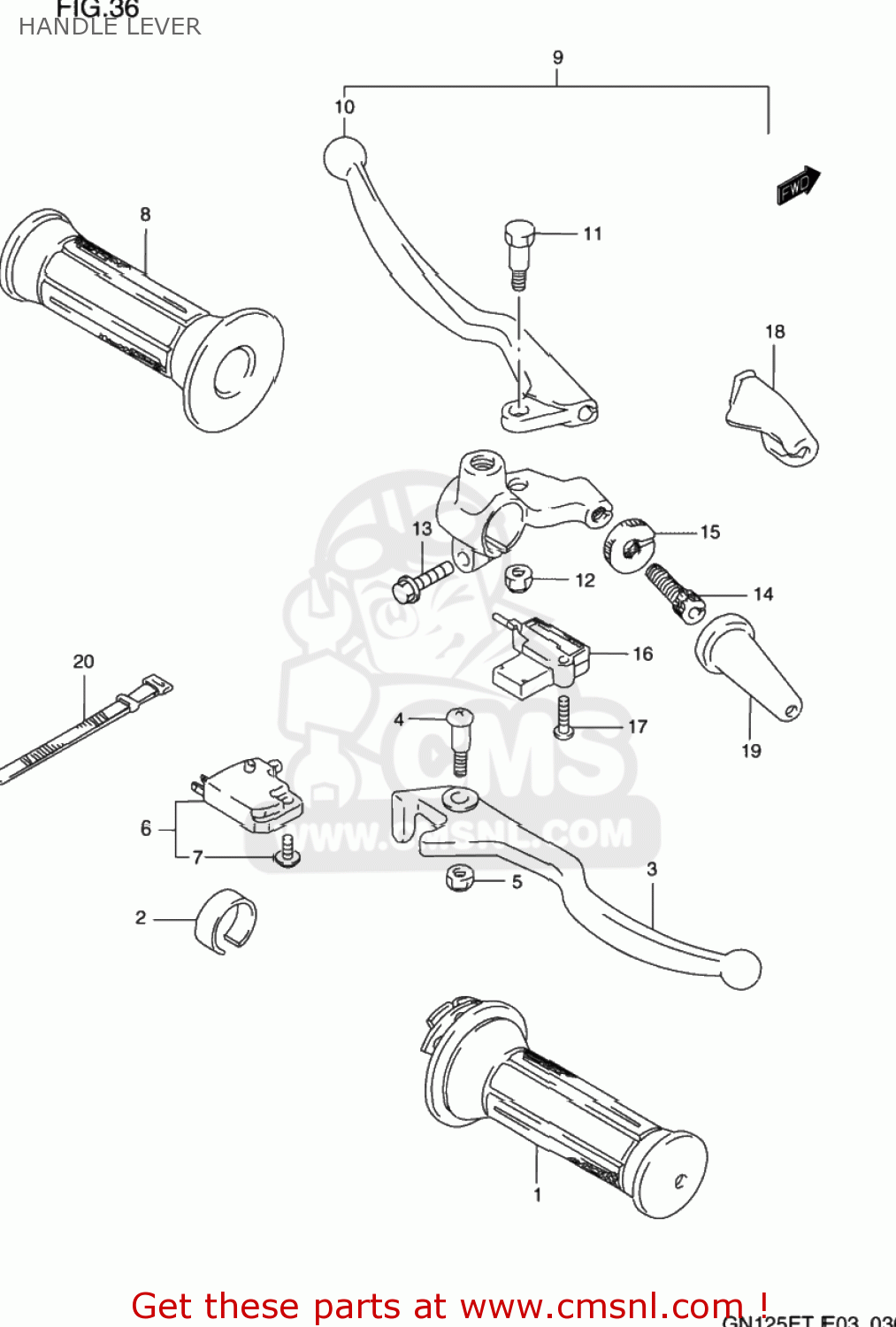 HANDLE LEVER GN125E 1992 (N) USA (E03)