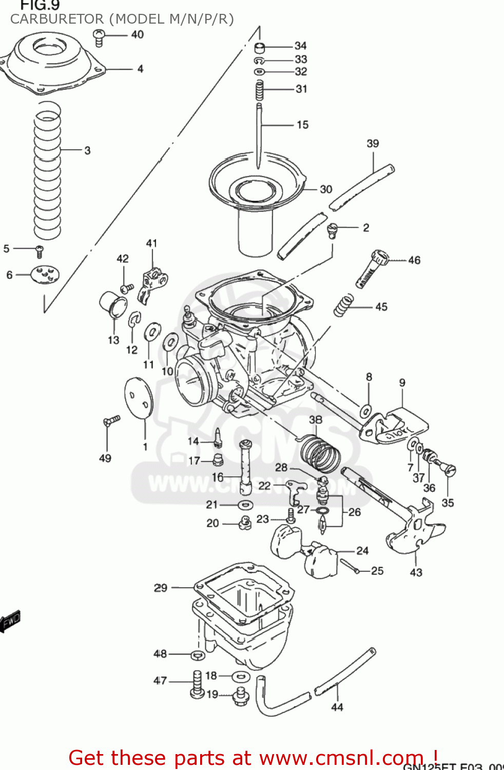 CARBURETOR (MODEL M/N/P/R) GN125E 1993 (P) USA (E03)