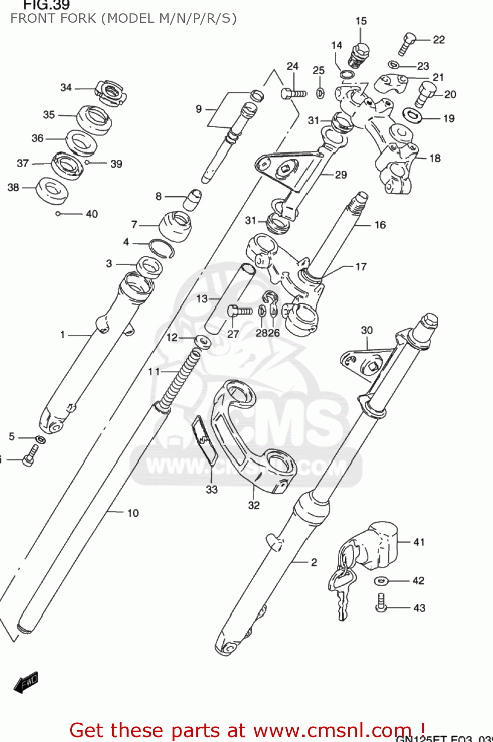 FRONT FORK (MODEL M/N/P/R/S) GN125E 1993 (P) USA (E03)