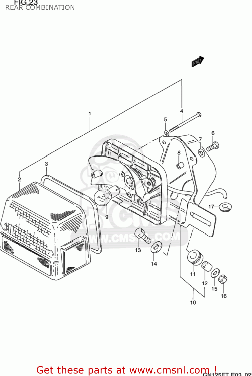 REAR COMBINATION GN125E 1993 (P) USA (E03)