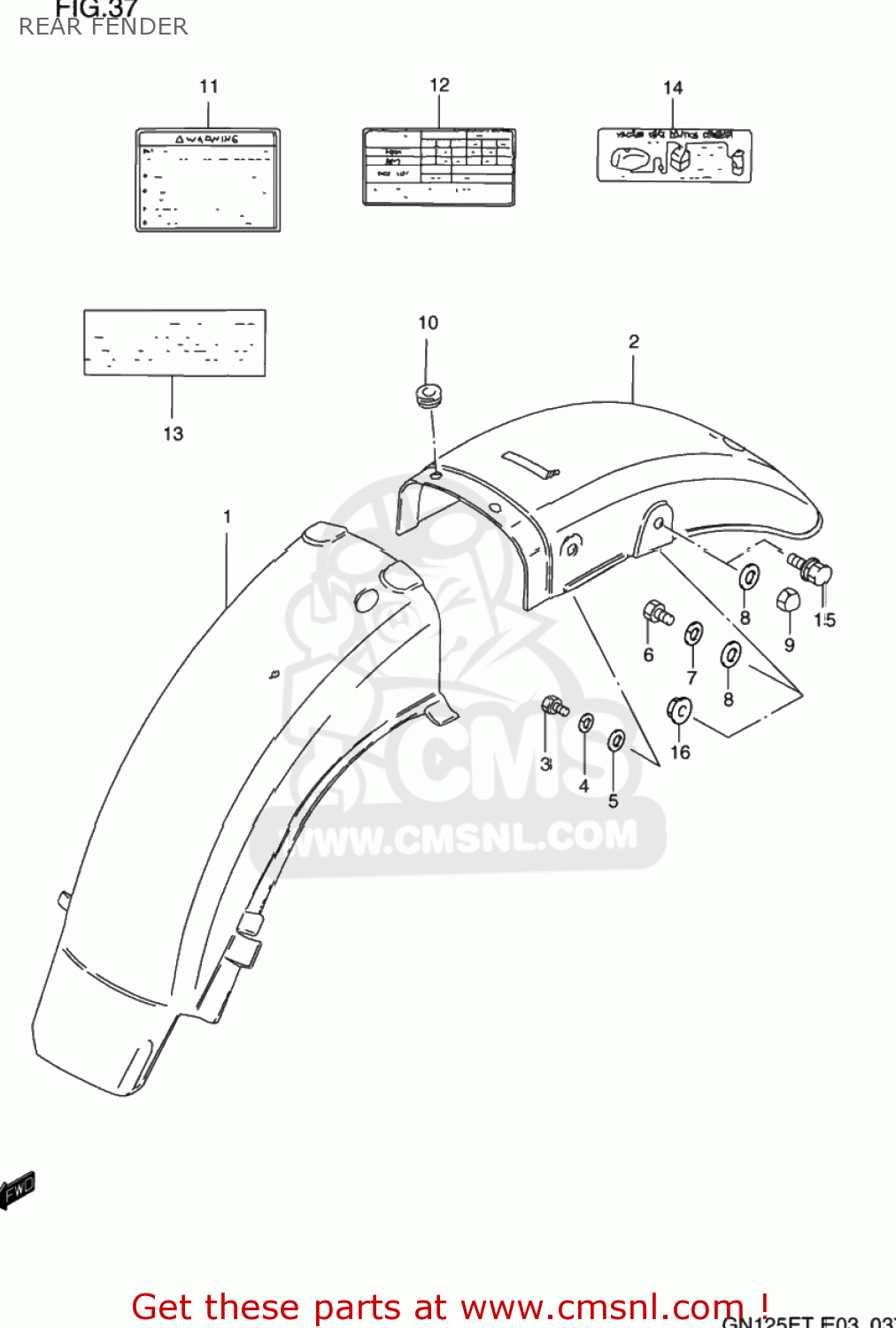 REAR FENDER GN125E 1993 (P) USA (E03)