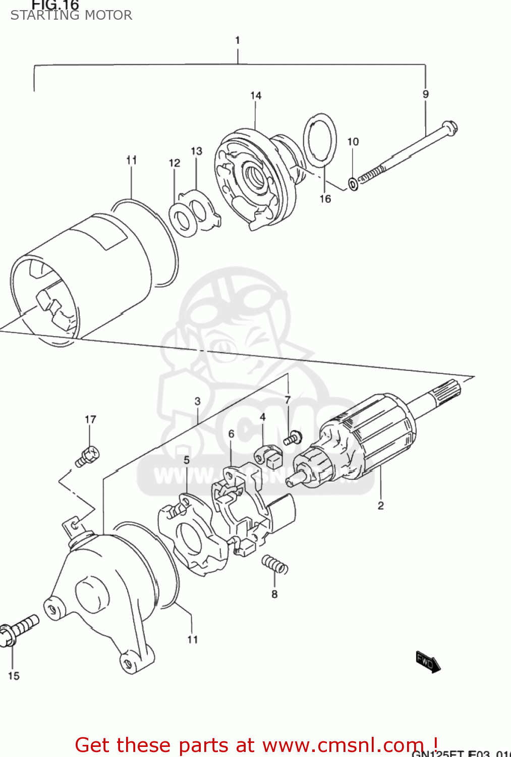 STARTING MOTOR GN125E 1993 (P) USA (E03)